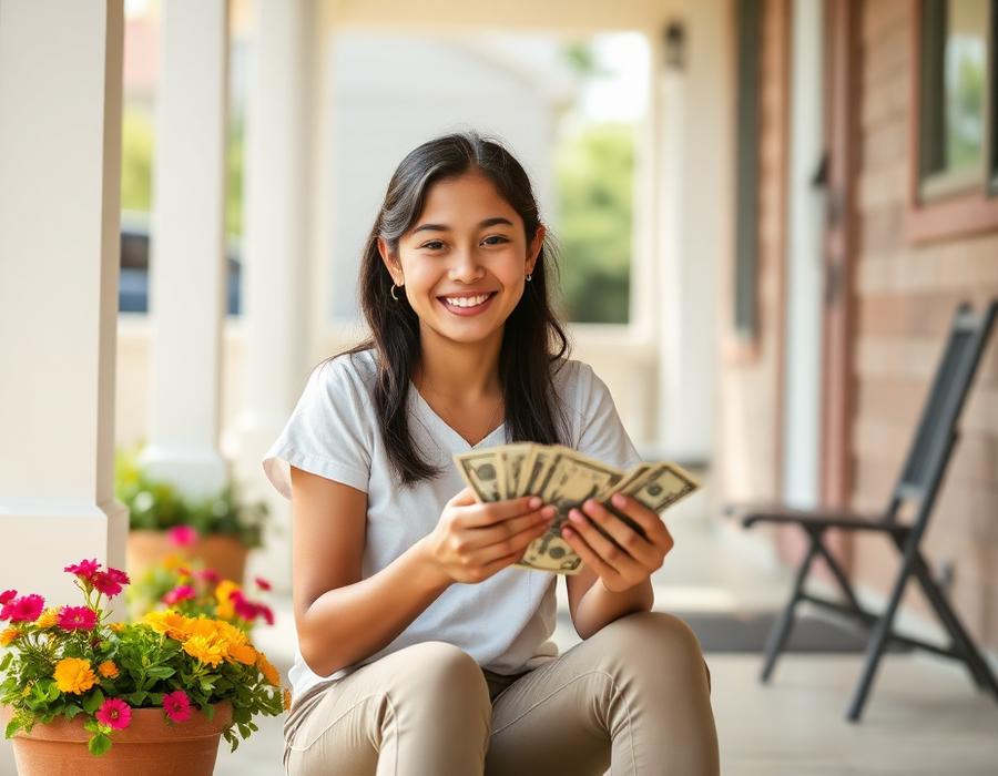Teen holding earned allowance