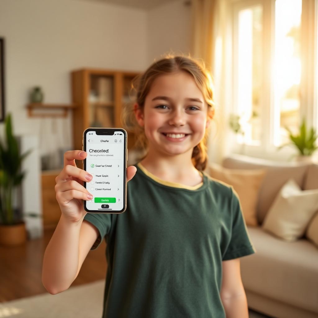 Teen holding a chore app
